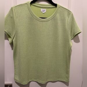 Anthropologie Canapé Light Green Shimmer Short Sleeve Tee